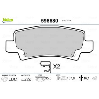 Jeu de 4 plaquettes de frein arrière VALEO OEM 0446602020