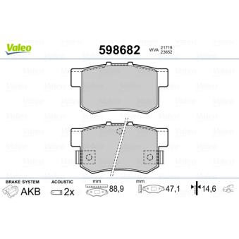 Jeu de 4 plaquettes de frein arrière VALEO OEM 43022S2A000