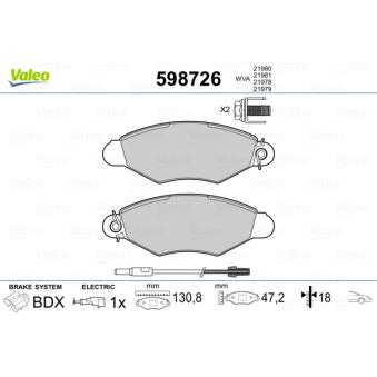 Jeu de 4 plaquettes de frein avant VALEO OEM 4106000QAG
