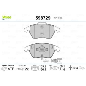 Jeu de 4 plaquettes de frein avant VALEO OEM 77363599