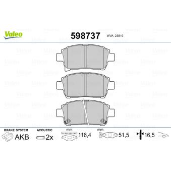 Jeu de 4 plaquettes de frein avant VALEO OEM 0446552060