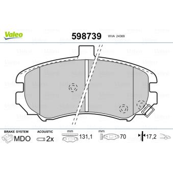 Jeu de 4 plaquettes de frein avant VALEO OEM 581012DA50