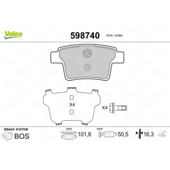 Jeu de 4 plaquettes de frein arrière VALEO OEM 5F9Z2200B