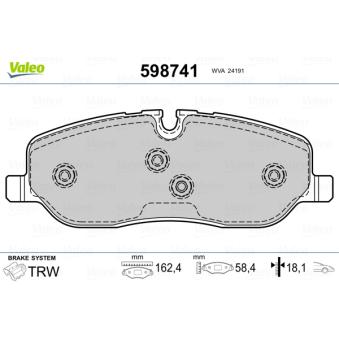 Jeu de 4 plaquettes de frein avant VALEO OEM SFP500010