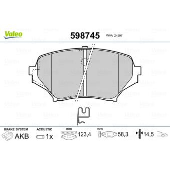 Jeu de 4 plaquettes de frein avant VALEO OEM N0Y93323Z