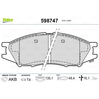 Jeu de 4 plaquettes de frein avant VALEO OEM 410606N091