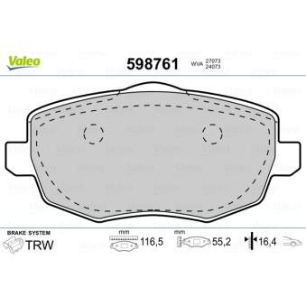 Jeu de 4 plaquettes de frein avant VALEO OEM 77362359