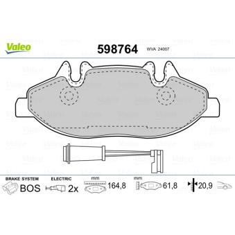 Jeu de 4 plaquettes de frein avant VALEO OEM 0034207910