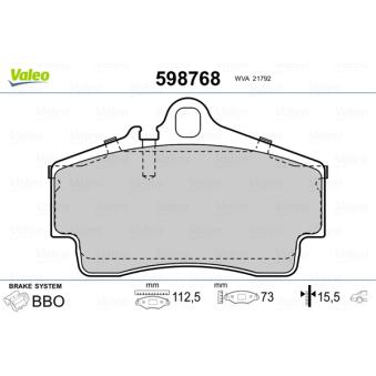 Jeu de 4 plaquettes de frein arrière VALEO OEM 99635293000