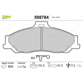 Jeu de 4 plaquettes de frein avant VALEO OEM 4509599