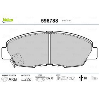 Jeu de 4 plaquettes de frein avant VALEO OEM 45022SM4A01