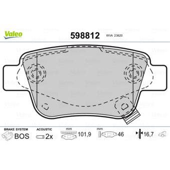 Jeu de 4 plaquettes de frein arrière VALEO OEM 0446605010