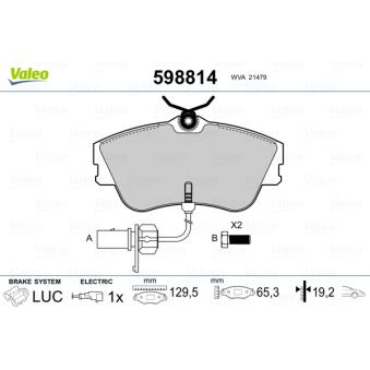 Jeu de 4 plaquettes de frein avant VALEO OEM 7D0698151G