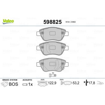 Jeu de 4 plaquettes de frein avant VALEO OEM 93191698