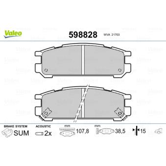 Jeu de 4 plaquettes de frein arrière VALEO OEM 26296AA131