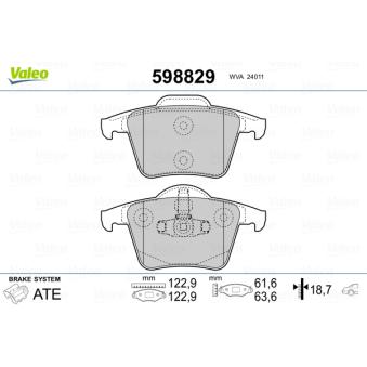 Jeu de 4 plaquettes de frein arrière VALEO OEM 30793093