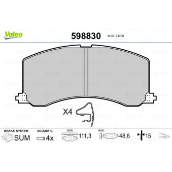 Jeu de 4 plaquettes de frein avant VALEO OEM 5580061G60