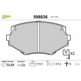 Jeu de 4 plaquettes de frein avant VALEO OEM NAY53328Z