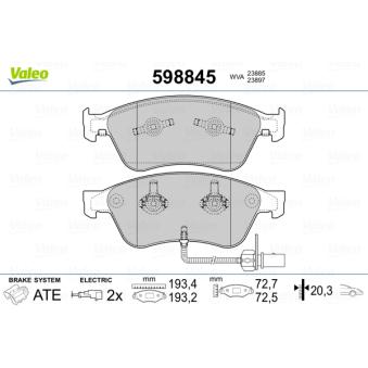 Jeu de 4 plaquettes de frein avant VALEO OEM 4E0698151