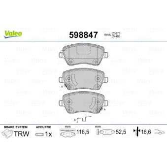 Jeu de 4 plaquettes de frein avant VALEO OEM 4711040