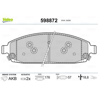 Jeu de 4 plaquettes de frein avant VALEO OEM 5080868AB