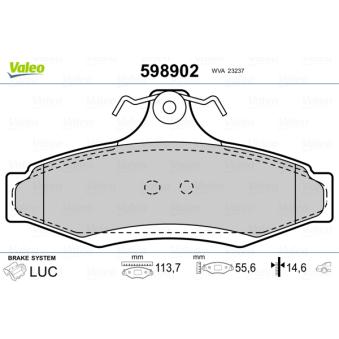 Jeu de 4 plaquettes de frein arrière VALEO OEM S4521001