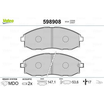 Jeu de 4 plaquettes de frein avant VALEO OEM 581014AA30