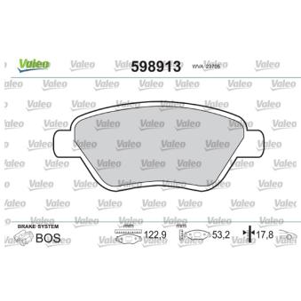 Jeu de 4 plaquettes de frein avant VALEO OEM 77363992 Jeu de 4 plaquettes de frein avant VALEO OEM 77363992