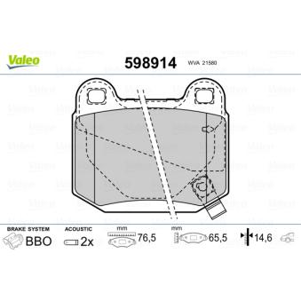Jeu de 4 plaquettes de frein arrière VALEO OEM 26696FG000
