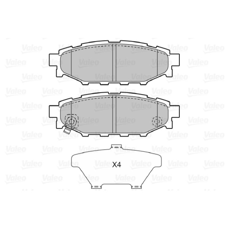 Jeu de 4 plaquettes de frein arrière VALEO 598929 - Visuel 1
