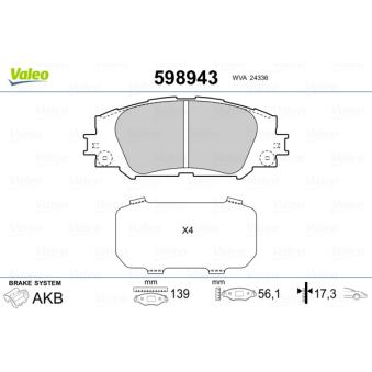 Jeu de 4 plaquettes de frein avant VALEO OEM 0446502170