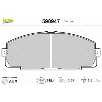 Jeu de 4 plaquettes de frein avant VALEO OEM 0446526250