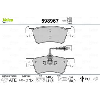 Jeu de 4 plaquettes de frein arrière VALEO OEM 7L6698451 Jeu de 4 plaquettes de frein arrière VALEO OEM 7L6698451