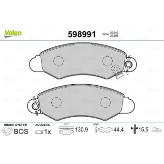 Jeu de 4 plaquettes de frein avant VALEO OEM 5520080E10