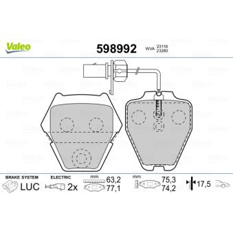 Jeu de 4 plaquettes de frein avant VALEO OEM 4B3698151