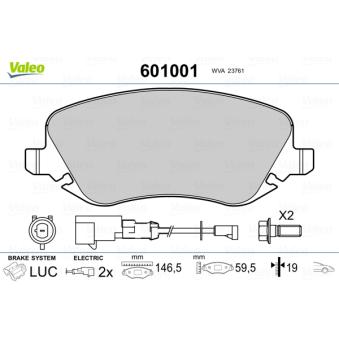 Jeu de 4 plaquettes de frein avant VALEO OEM 77362272