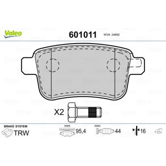 Jeu de 4 plaquettes de frein arrière VALEO OEM 4154210400