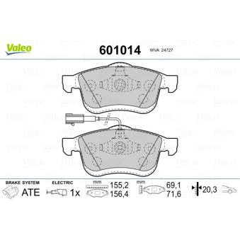 Jeu de 4 plaquettes de frein avant VALEO OEM 95518217 Jeu de 4 plaquettes de frein avant VALEO OEM 95518217