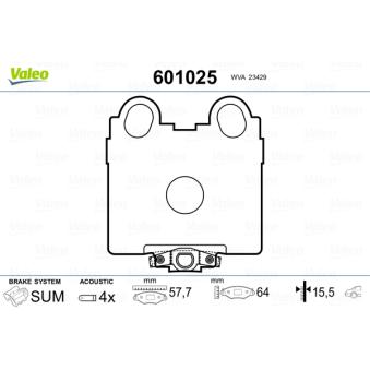 Jeu de 4 plaquettes de frein arrière VALEO OEM 0446630120