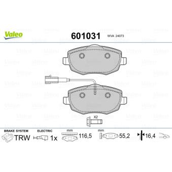 Jeu de 4 plaquettes de frein avant VALEO OEM 77364332