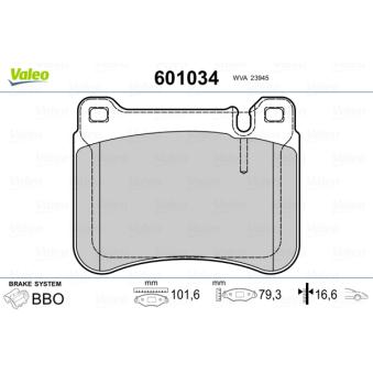 Jeu de 4 plaquettes de frein avant VALEO OEM A0044205120