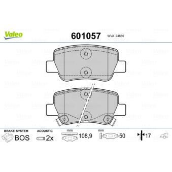 Jeu de 4 plaquettes de frein arrière VALEO OEM 0446605043