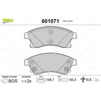 Jeu de 4 plaquettes de frein avant VALEO OEM 13356286
