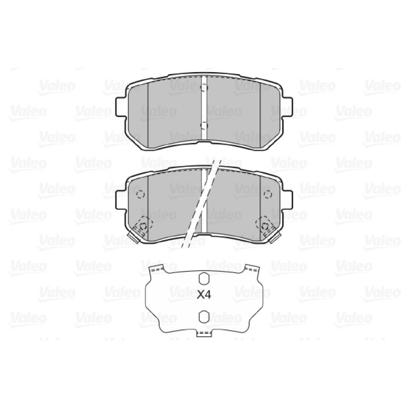 Jeu de 4 plaquettes de frein arrière VALEO 601135 - Visuel 1