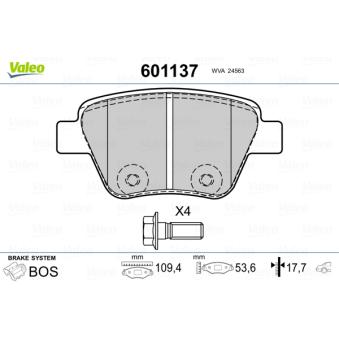 Jeu de 4 plaquettes de frein arrière VALEO OEM 5K0698451