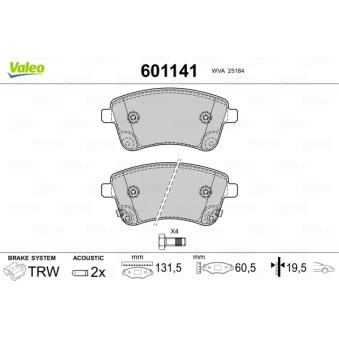 Jeu de 4 plaquettes de frein avant VALEO OEM 581011PA00