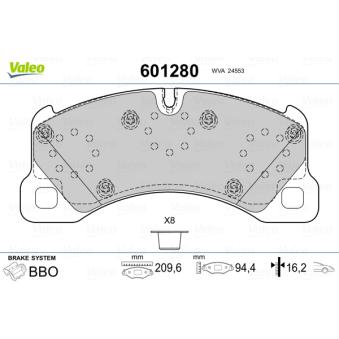 Jeu de 4 plaquettes de frein avant VALEO OEM 7P0698151D