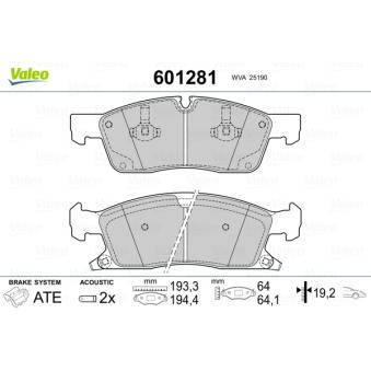Jeu de 4 plaquettes de frein avant VALEO OEM 0074208020