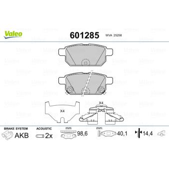 Jeu de 4 plaquettes de frein arrière VALEO OEM 5580068L21