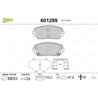 Jeu de 4 plaquettes de frein avant VALEO OEM 581011YA45